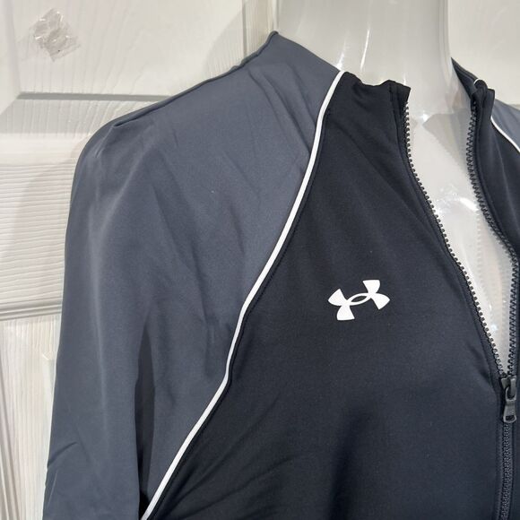 Under Armour Women's Plus 3XL Black Gray Fleece Lined Zip Jacket Mock Neck - Picture 4 of 11